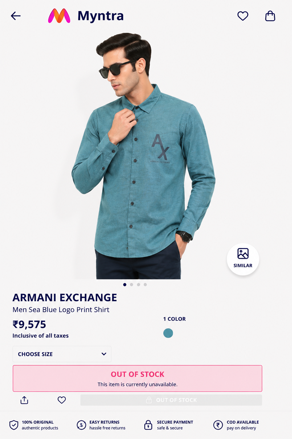 ARMANI EXCHANGE AX TEAL BLUE COLOUR SHIRT