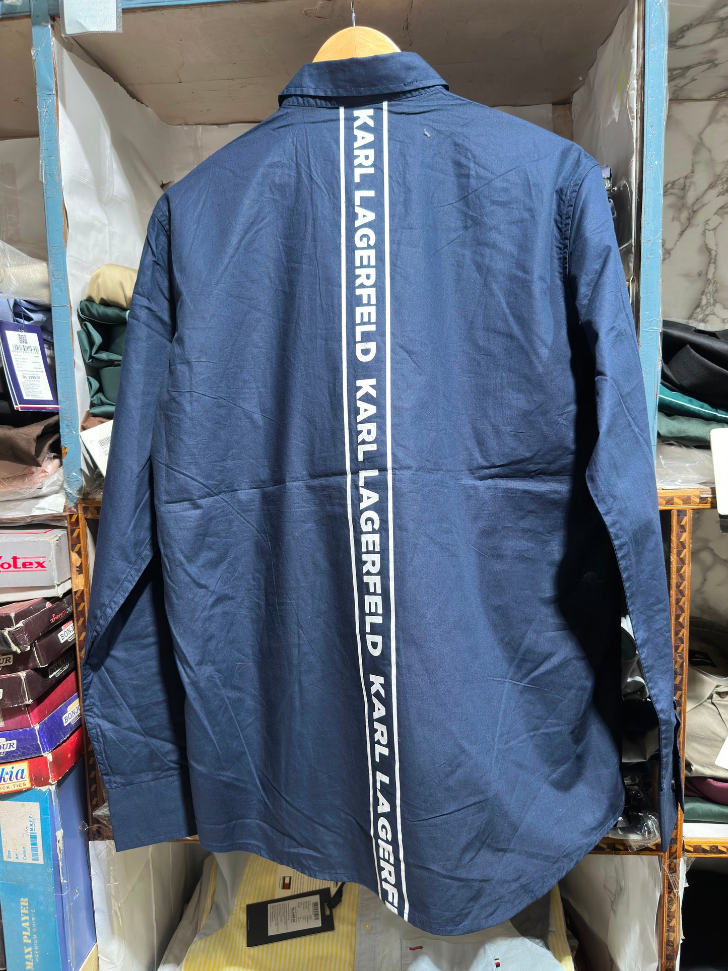KARL LAGERFELD STEEL BLUE COLOUR SHIRT