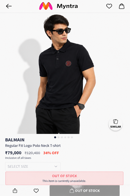 BALMAIN PARIS BLACK COLOUR TSHIRT