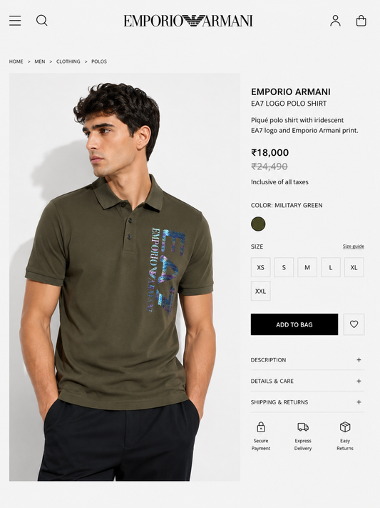 EMPORIO ARMANI EA7 MILITARY GREEN TSHIRT