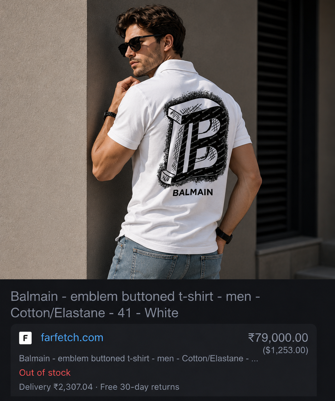 BALMAIN PARIS WHITE COLOUR TSHIRT