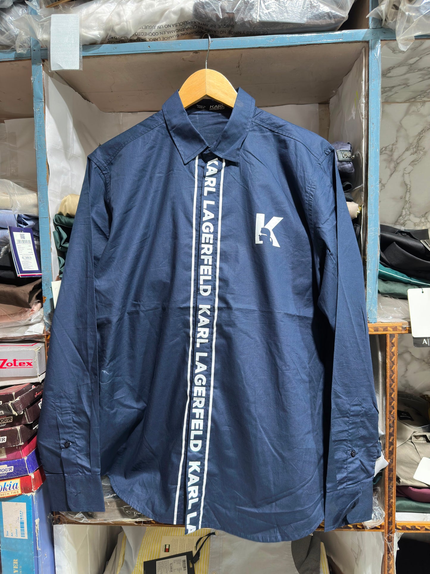 KARL LAGERFELD STEEL BLUE COLOUR SHIRT