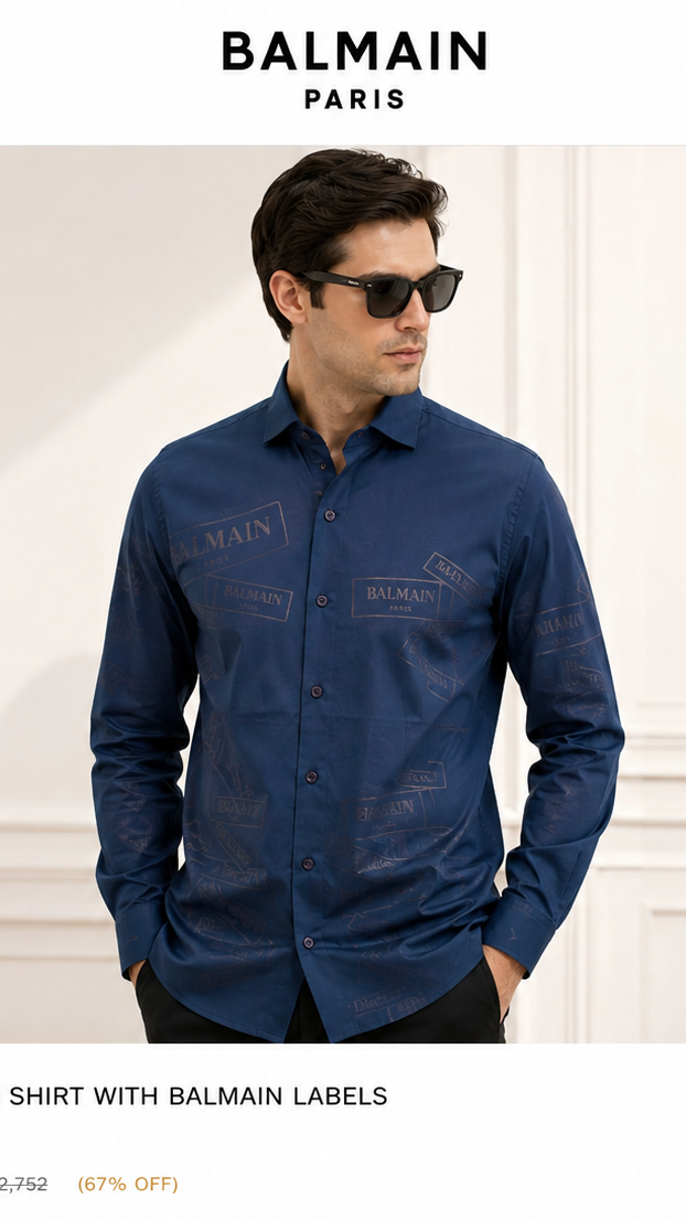 BALMAIN NAVY BLUE SHIRT