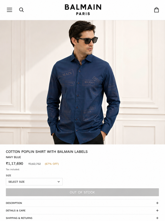 BALMAIN NAVY BLUE SHIRT