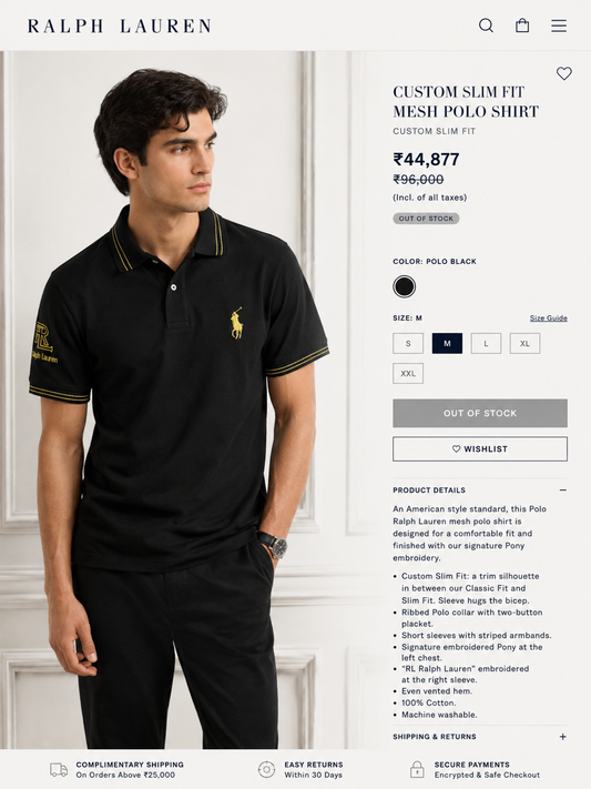 RL POLO BLACK TSHIRT