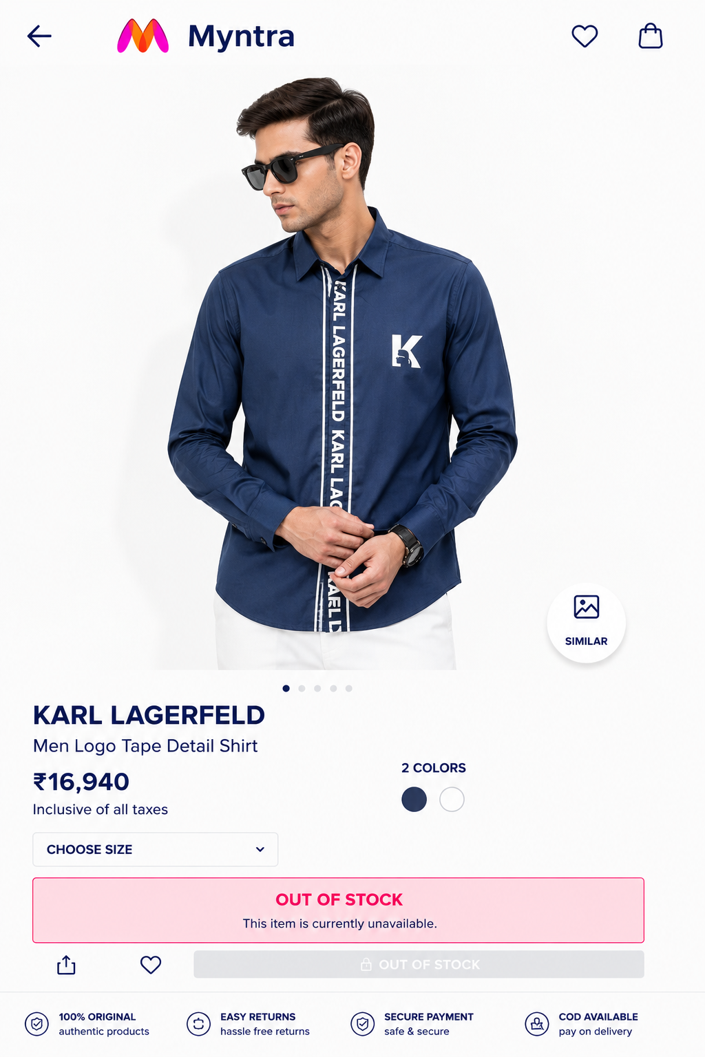 KARL LAGERFELD STEEL BLUE COLOUR SHIRT