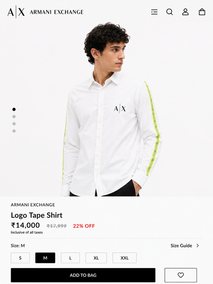 ARMANI EXCHANGE AX WHITE SHIRT