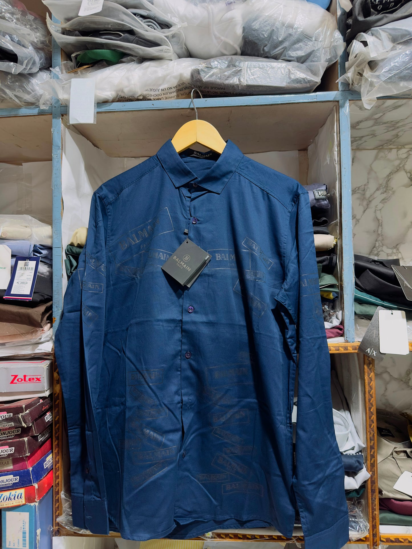BALMAIN NAVY BLUE COLOUR SHIRT