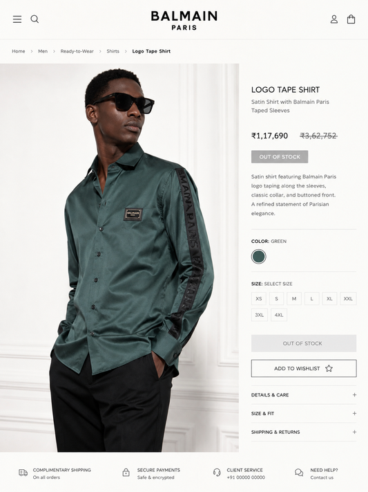 BALMAIN SIDE STRIP BOTTLE GREEN SHIRT