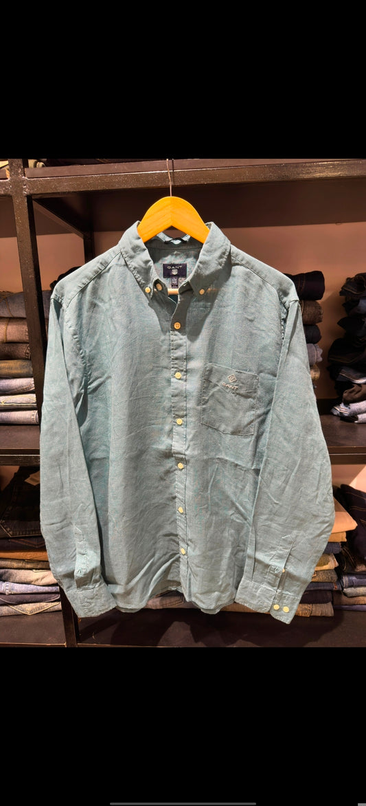 GANT LINEN SMOKY TEAL SHIRT