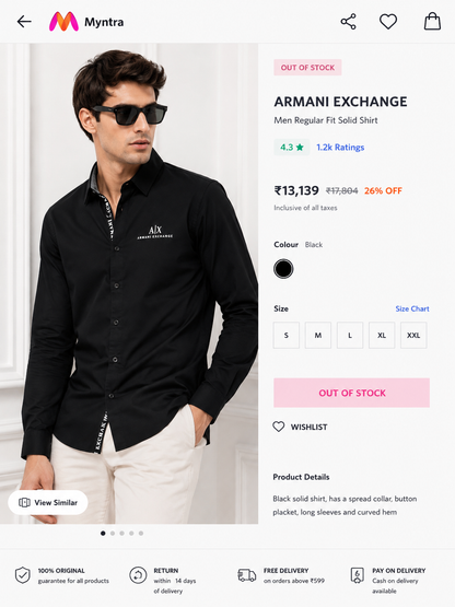 ARMANI EXCHANGE AX BLACK SHIRT