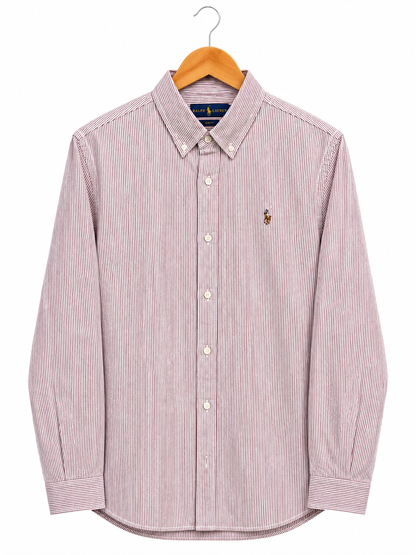 POLO RALPH LAUREN LINEN DARK PINK SHIRT
