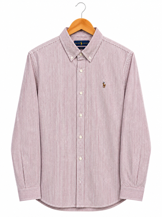 POLO RALPH LAUREN LINEN DARK PINK SHIRT
