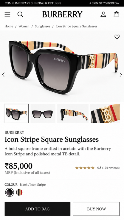 BRBERRY PREMIUM SUNGLASSES