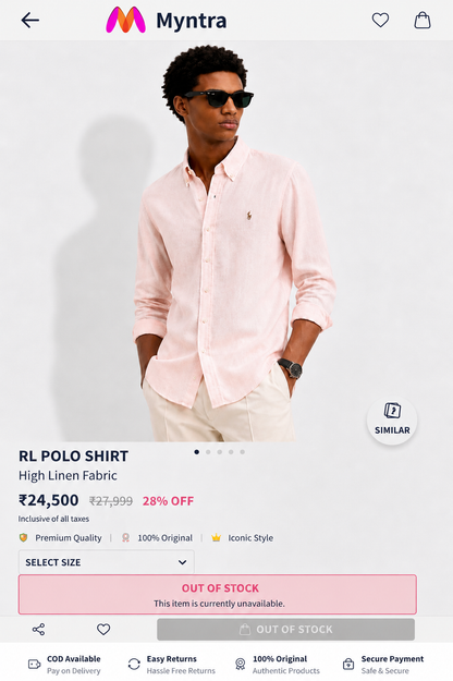 RL POLO LINEN SHELL PINK SHIRT