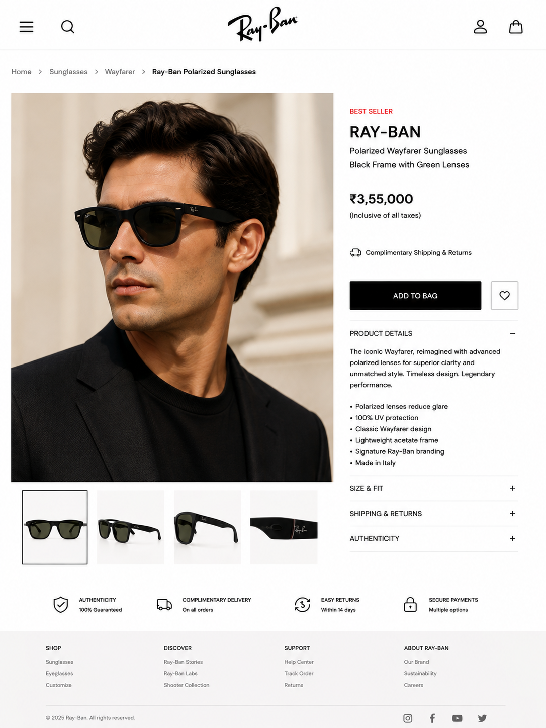 RAY BAN PREMIUM SUNGLASSES