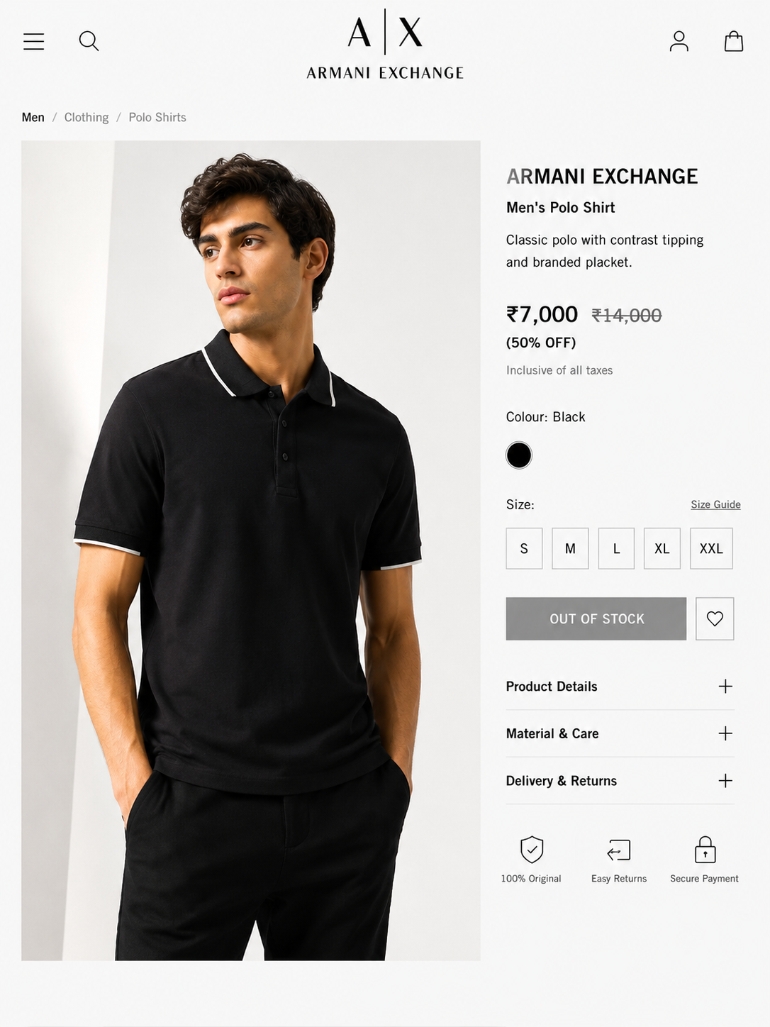ARMANI EXCHANGE AX BLACK T-SHIRT