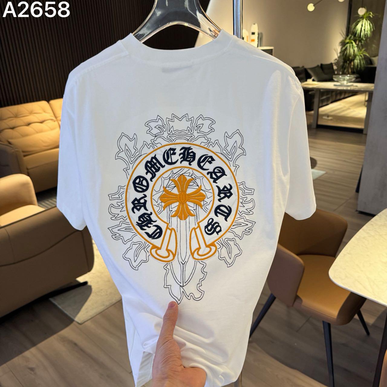 CHROME HEART IMPORTED LUXURY HIGH QUALITY WHITE TSHIRT