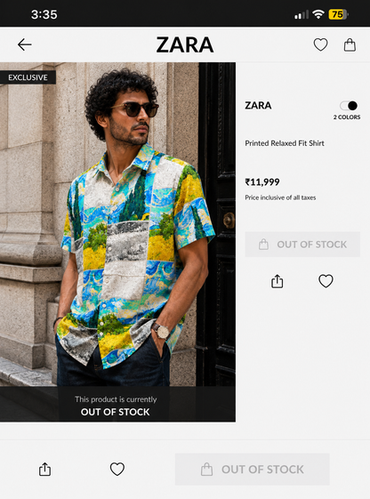 ZARA HALF SHIRT