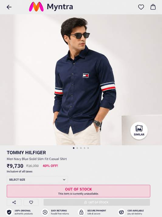 TOMMY HILFIGER SIDE STRIP BIG SIZE NAVY BLUE SHIRT