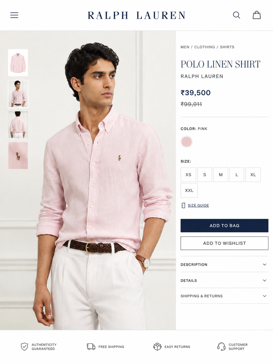 POLO RALPH LAUREN LINEN PINK SHIRT