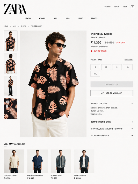 ZARA HALF SHIRT