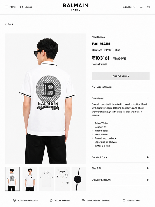 BALMAIN PARIS WHITE TSHIRT