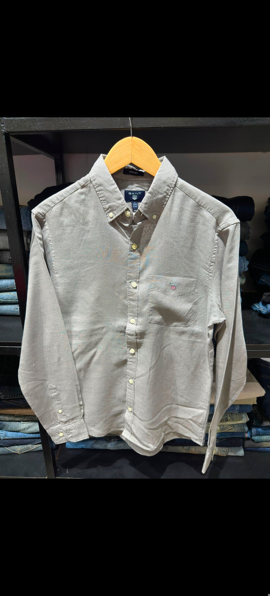 GANT LINEN LIGHT STONE GREY SHIRT