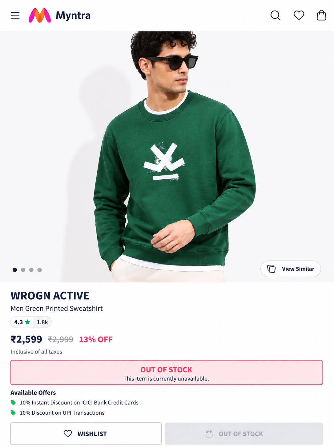WROGN MEN'S PREMIUM SWEATSHIRT