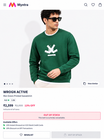 WROGN MEN'S PREMIUM SWEATSHIRT