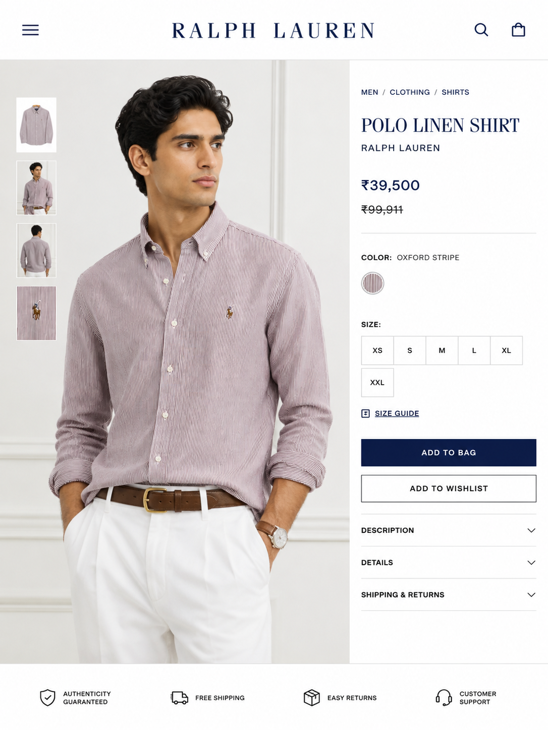 POLO RALPH LAUREN LINEN DARK PINK SHIRT