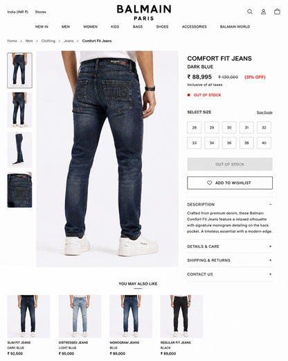 BALMAIN JEANS BLUE WASH