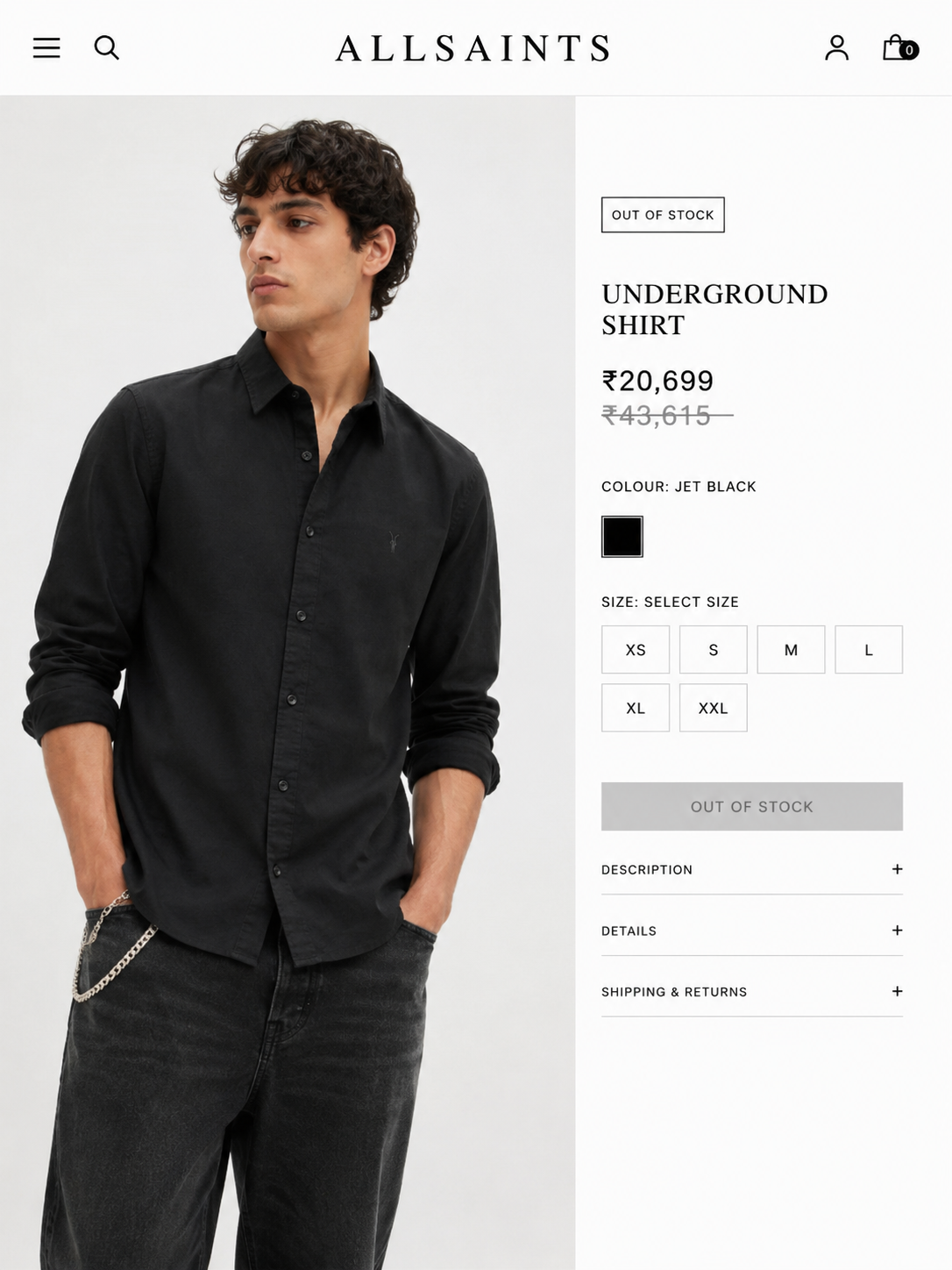 ALL SAINTS LINEN BLACK SHIRT