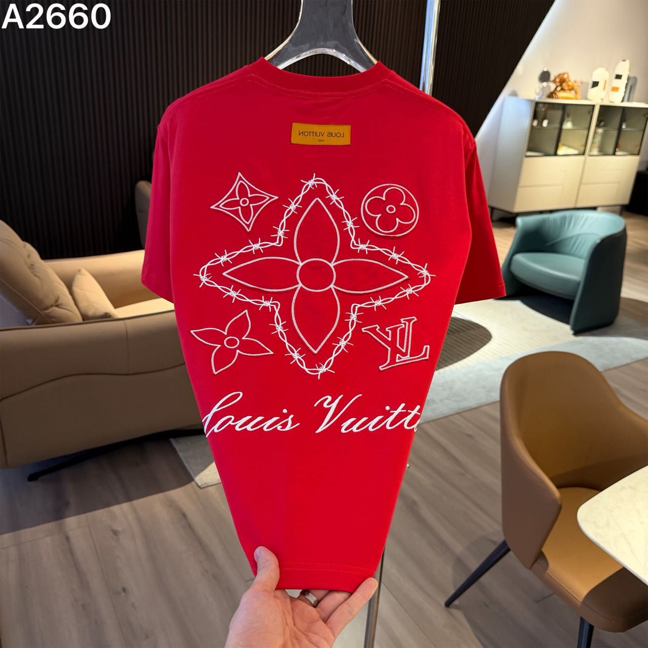 LOUIS VUITTON IMPORTED LUXURY HIGH QUALITY RED TSHIRT