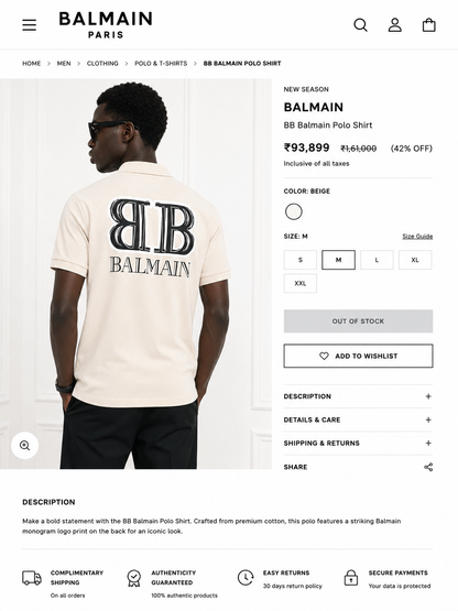 BALMAIN PARIS WHITE T-SHIRT