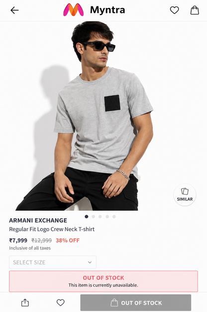 ARMANI EXCHANGE AX GREY TSHIRT