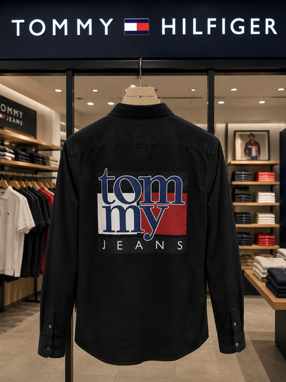 TOMMY HILFIGER SIDE STRIP BLACK SHIRT