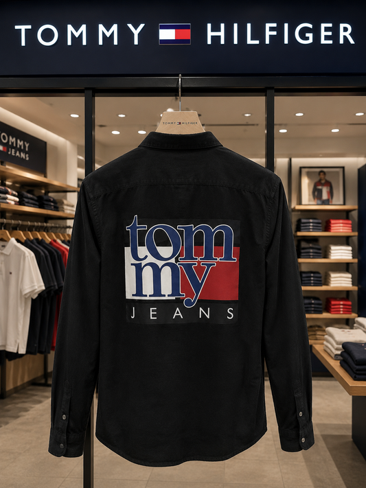 TOMMY HILFIGER SIDE STRIP BLACK SHIRT