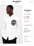 BALMAIN PARIS VELVET LOGO WHITE SHIRT