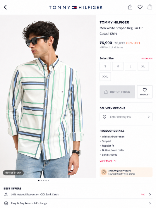 TOMMY HILFIGER WHITE STRIPED SHIRT