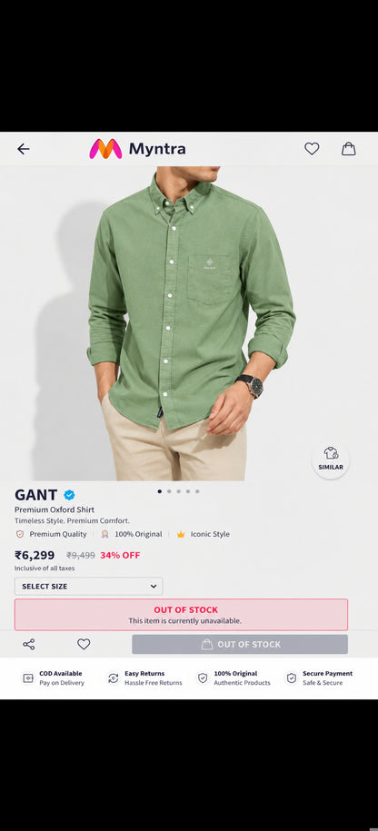 GANT LINEN SHIRT DUSTY GREEN COLOUR