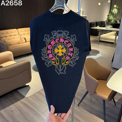 CHROME HEART IMPORTED LUXURY HIGH QUALITY NAVY BLUE TSHIRT