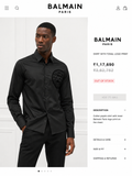 BALMAIN PARIS VELVET LOGO BLACK SHIRT