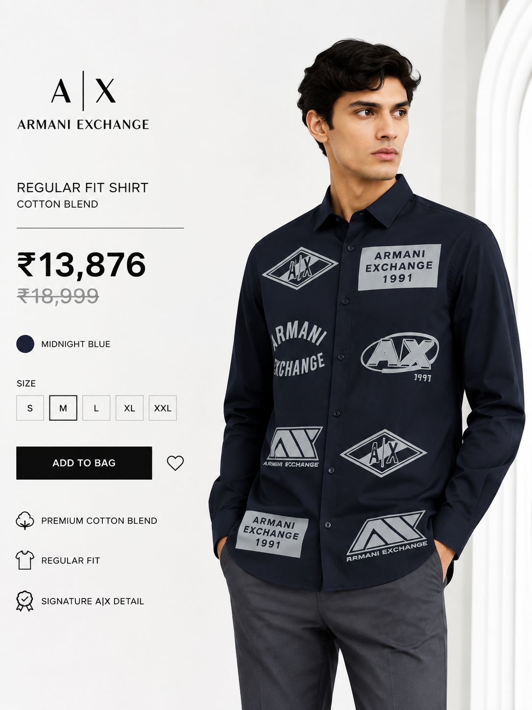 ARMANI EXCHANGE AX MIDNIGHT BLUE SHIRT