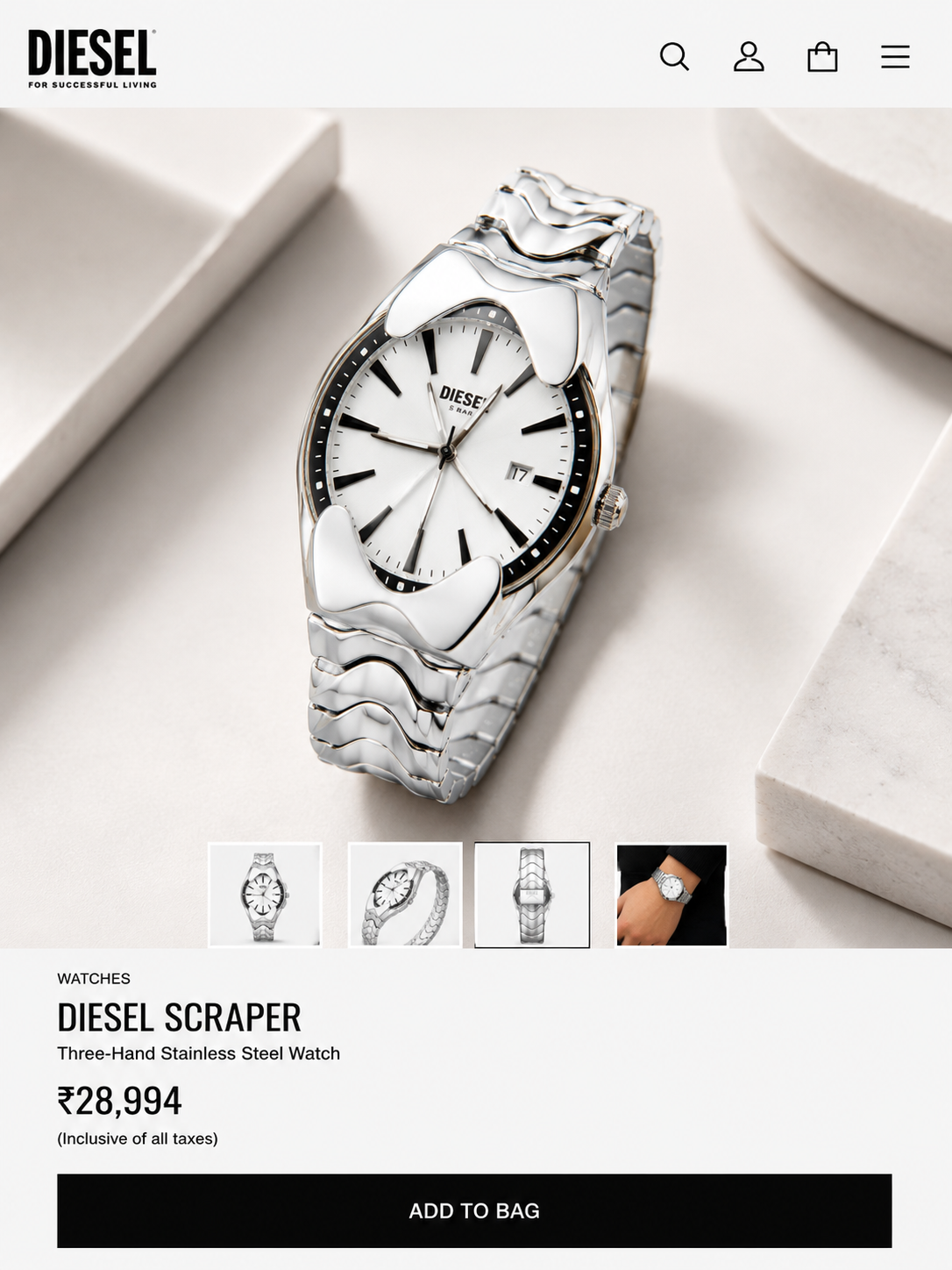 DIESEL PREMIUM SILVER WATCH