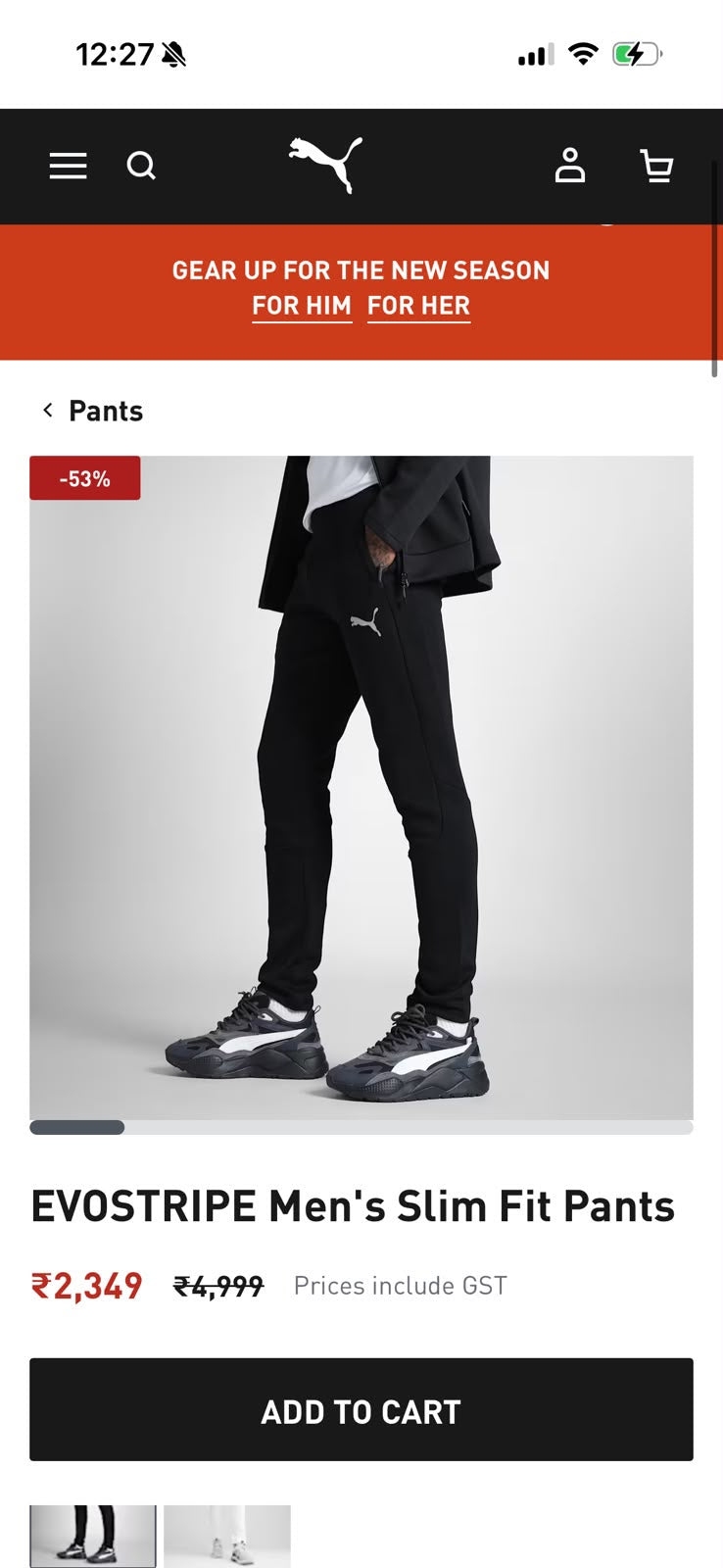 PUMAA TRACK PANT LOWER BLACK