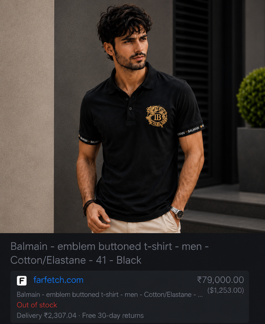 BALMAIN PARIS BLACK COLOUR TSHIRT