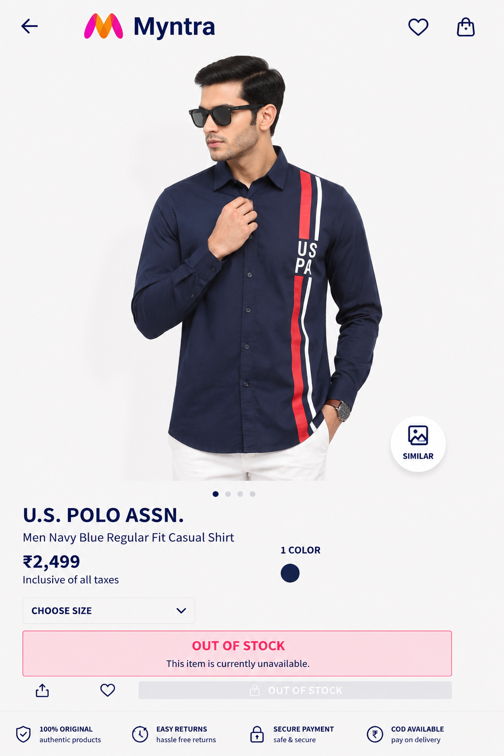 U.S. POLO ASSN. NAVY BLUE COLOUR SHIRT