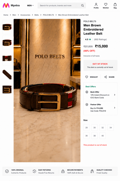POLO GENUINE LEATHER BELT