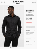 BALMAIN PARIS EMBROIDERY LOGO BLACK SHIRT